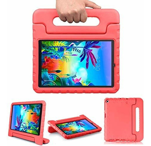 Funda Plegable Para Tablet Golden Sheeps Kid-eva-tab M10 Tb-x306x Con Teclado Diseño Rayas Color Rojo