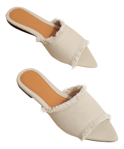 Chanclas Grandes De Mezclilla Con Fondo Plano Para Mujer Con