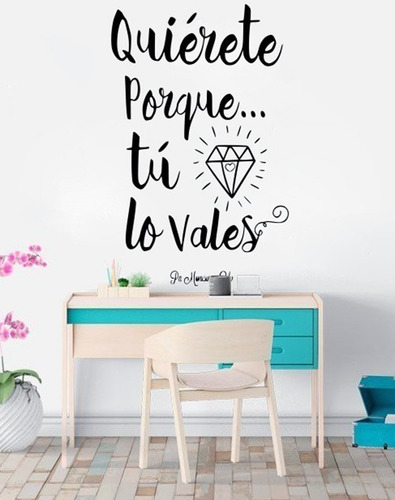 Vinil Decorativo Para Pared Frases Letras Quierete Porque