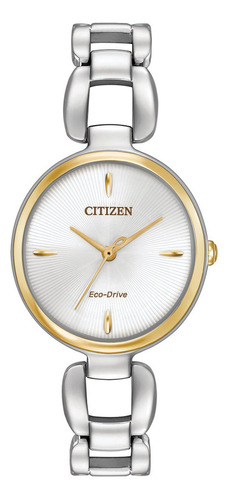 Em0424-53a Reloj Citizen Clasico Eco Drive 28mm Plateado/dor Color de la correa Gris Color del bisel Dorado Color del fondo Blanco