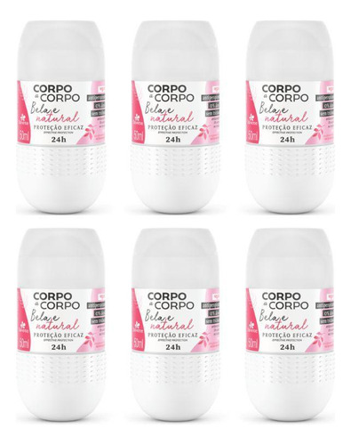 Desodorante Roll-on Corpo A Corpo Natural 50 Ml - Kit C/6un