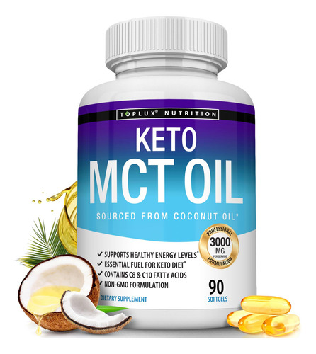 Toplux Capsulas Aceite Mct Keto 3000 Mg 90 Uds