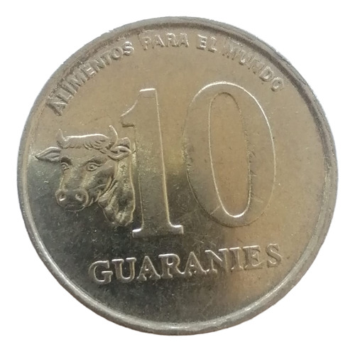 Moneda 10 Guaraníes, Paraguay 1988, Acero, (Usado)