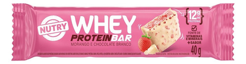 Nutry ProteinBar barra de proteínas sabor morango cobertura chocolate branco 40 g