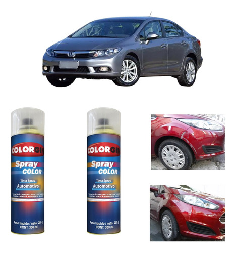 Tinta Spray Automotiva Honda Civic Cinza Iridium + Verniz