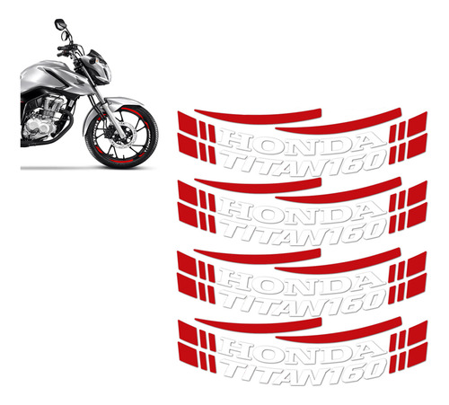 Adesivo Aplique Da Roda Moto Honda Cg Titan 160 Vermelho