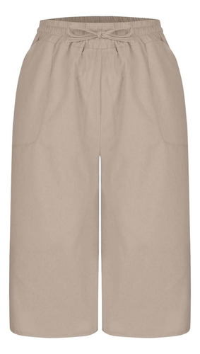 Pantalones Cortos De Cintura Elástica Con Bolsillos De Lino