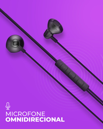 Fone De Ouvido C/ Fio Imenso C/ Mic Omnidirecional