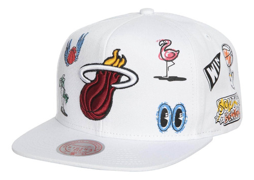 Gorra Mitchell & Ness Hand Drawn Miami Heats Nba Basquetbol