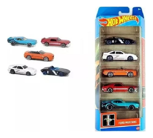 Hot Wheels Mattel Pack Five 5 Ford Mustang Hfv92 1:64 Hw Cor Multicolor