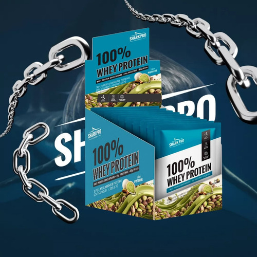 100% Whey Protein Cx 10 Unidades De 40g Shark Pro Pistache