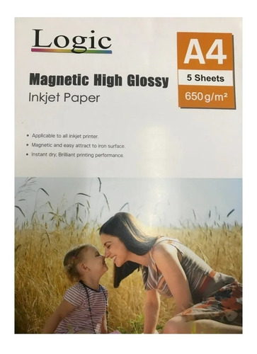 Papel Magnético Glossy Adhesivo A4 5 Hojas