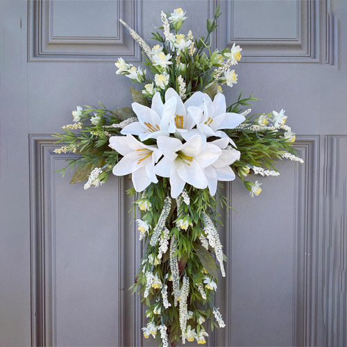 Guirnalda De Flores Artificiales De Pascua, Adorno De Puerta