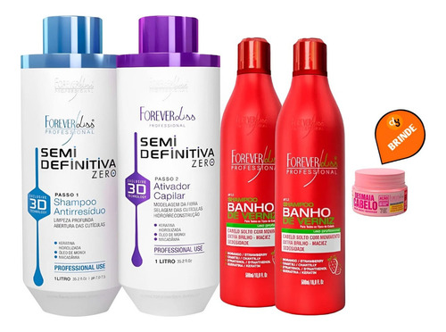 Forever Liss Escova Semi 2l E Shampoo Morango 2 Unid 500ml