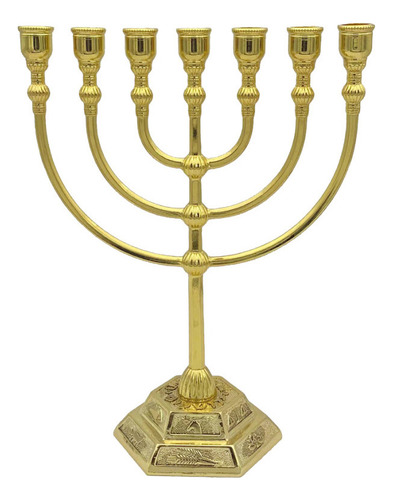 . .. Candelabro De Mesa Dorado Grande De Siete Brazos