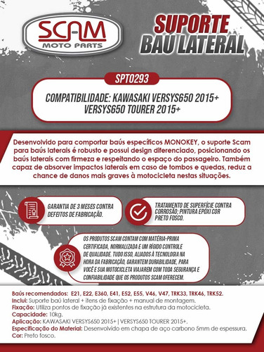 Suporte Baú Lateral + E360 Kawasaki Versys 650 2015 A 19 Sc