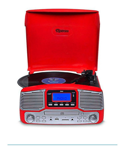 Vitrola Toca-discos Raveo Jazz Vermelho Com Usb E Bluetooth