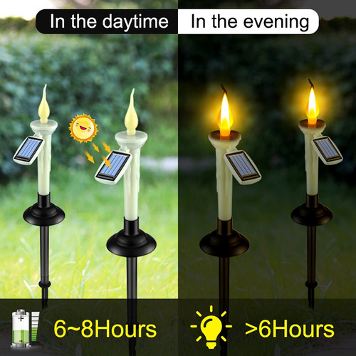 Lámpara Solar Led Con Forma De Vela, 5 Unidades, Con Portave