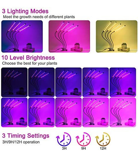 Leoter Grow Para Plantas De Interior Versión Mejorada 80 Led