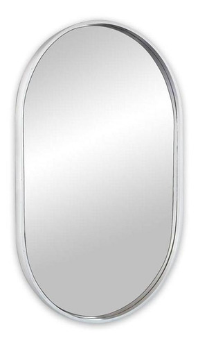 Espelho Decorativo Oval Com Moldura Prata 80x50cm