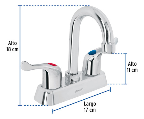 Mezcladora Plástica Para Lavabo, Cuello Tipo Bar, Palanca