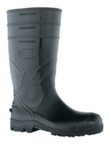 Bota Seg Preta Pvc Cano Longo Impermeável Bracol Com Forro 