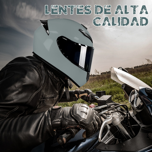 Casco De Motocicleta Visor Solar Integral Aprobad Por El Dot Plateado Solido 2xl