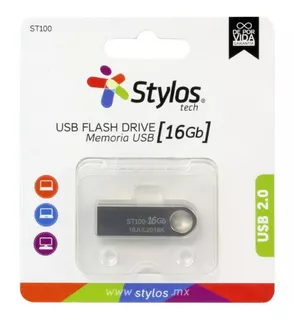 Kit 10 Memoria Usb Stylos Tech St100 16gb 2.0 Plateado