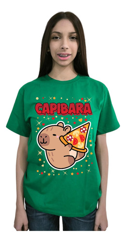 Polera Manga Corta Capibara Pizza Cod 001