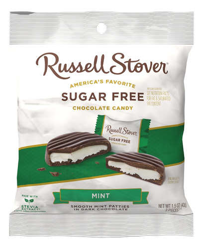 Russell Stover Mint Patties Sin Azúcar, Bolsa 43g