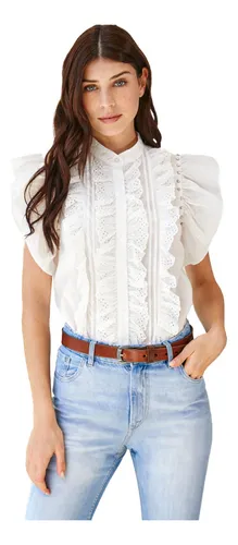 Camisa blanca romantica mujer hotsell