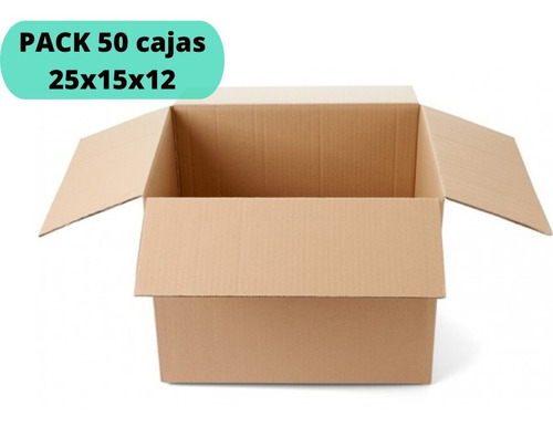 Imagen 1 de 4 de Cajas De Cartón 25x15x12 / Pack 50 Cajas / Cart Paper