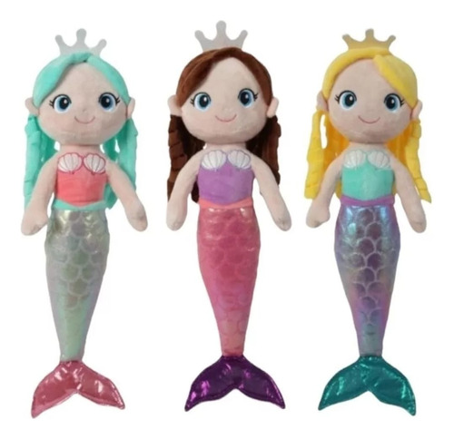 Peluche Sirena Juguete Para Niñas Mermaid Lentejuelas 57cm