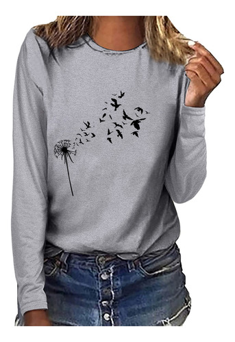 Long Sleeve T-shirt Comfy Casual O-neck Tops Dandelion