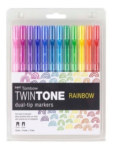 Marcadores Tombow Twintone Rainbow Set 12 Colores