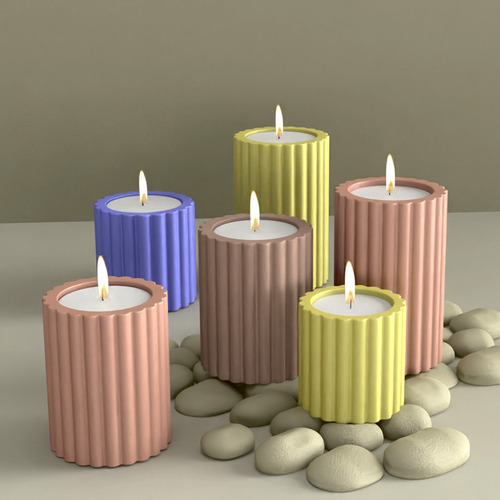 Molde De Silicona Para Candelabro Con Rayas Cilíndricas Quee