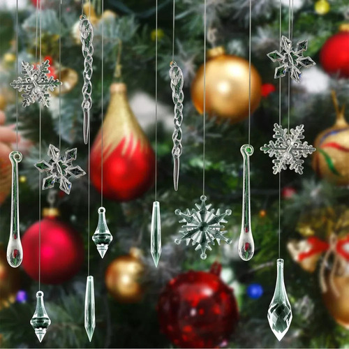 85 Piezas De Adornos De Copos De Nieve Acrílicos For Decora