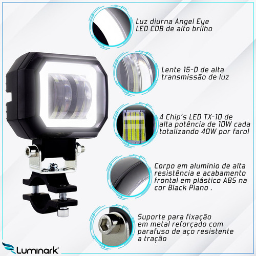Imagem 2 de 5 de Par Farol Led Z5 Foco Aberto + Strobo