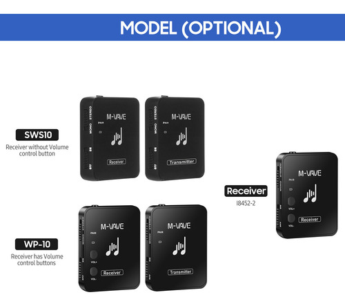 Receptor Traseiro Sem Fio Wp-10 Ear M-vave 2.4ghz