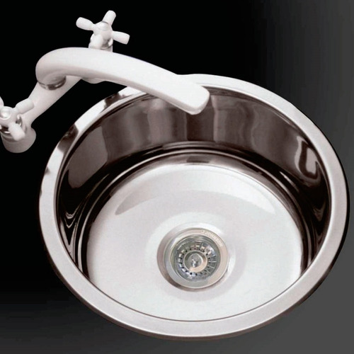 Imagen 3 de 10 de Bacha Pileta O37 A Redonda Cocina Johnson Acero Circular