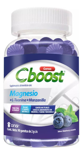 Gomitas Magnesio + L-teanina + Manzanilla 90 Piezas Sabor Blueberry Cboost