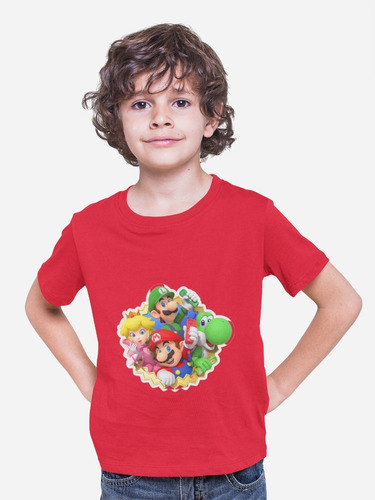 Polera Infantil Unisex Mario Bros Videojuego Yoshi Estampado