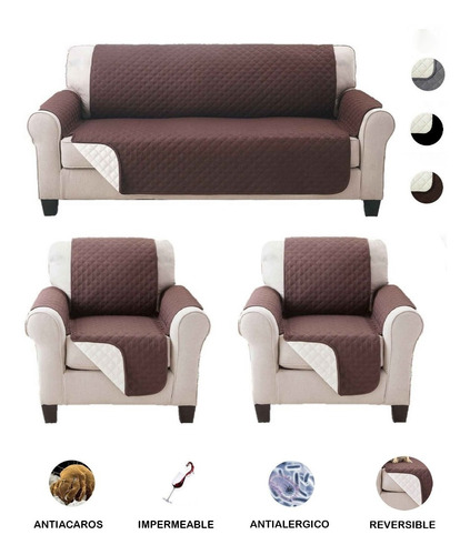 Cubre Sofa Para Sillon Kit 3 + 1 + 1 Reversible Impermeable