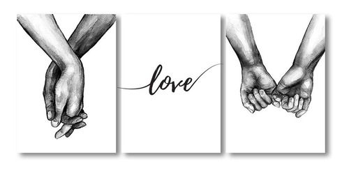 Cuadro Decorativo Mural Triptico Love 120x60 Pvc 5mm