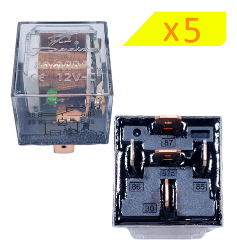 Relex 5 Patas 12 V De 80 / 90 A Ampers Marca Nando ( 5 Uds )