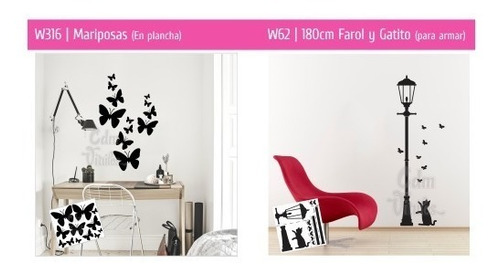 Vinilos Decorativos Pared Farol Gatos Mariposas Pentagrama