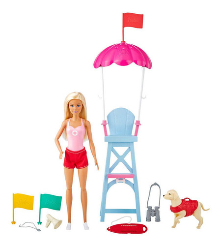 Barbie Set Salvavidas Con Su Perrito