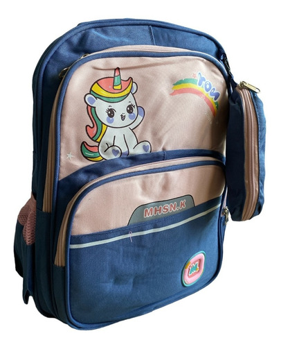 Mochila Bolso Morral Escolar Bebe Unicornio Niña + Estuche