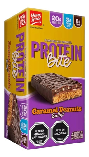 Box 4 Barras Protein Bite 20g Caramel Peanut Salty Your Goal