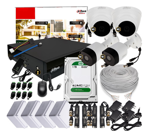 Cámaras Seguridad Kit 4 Ch Dahua 2mp + 4 Cám Audio + D.d 1tb